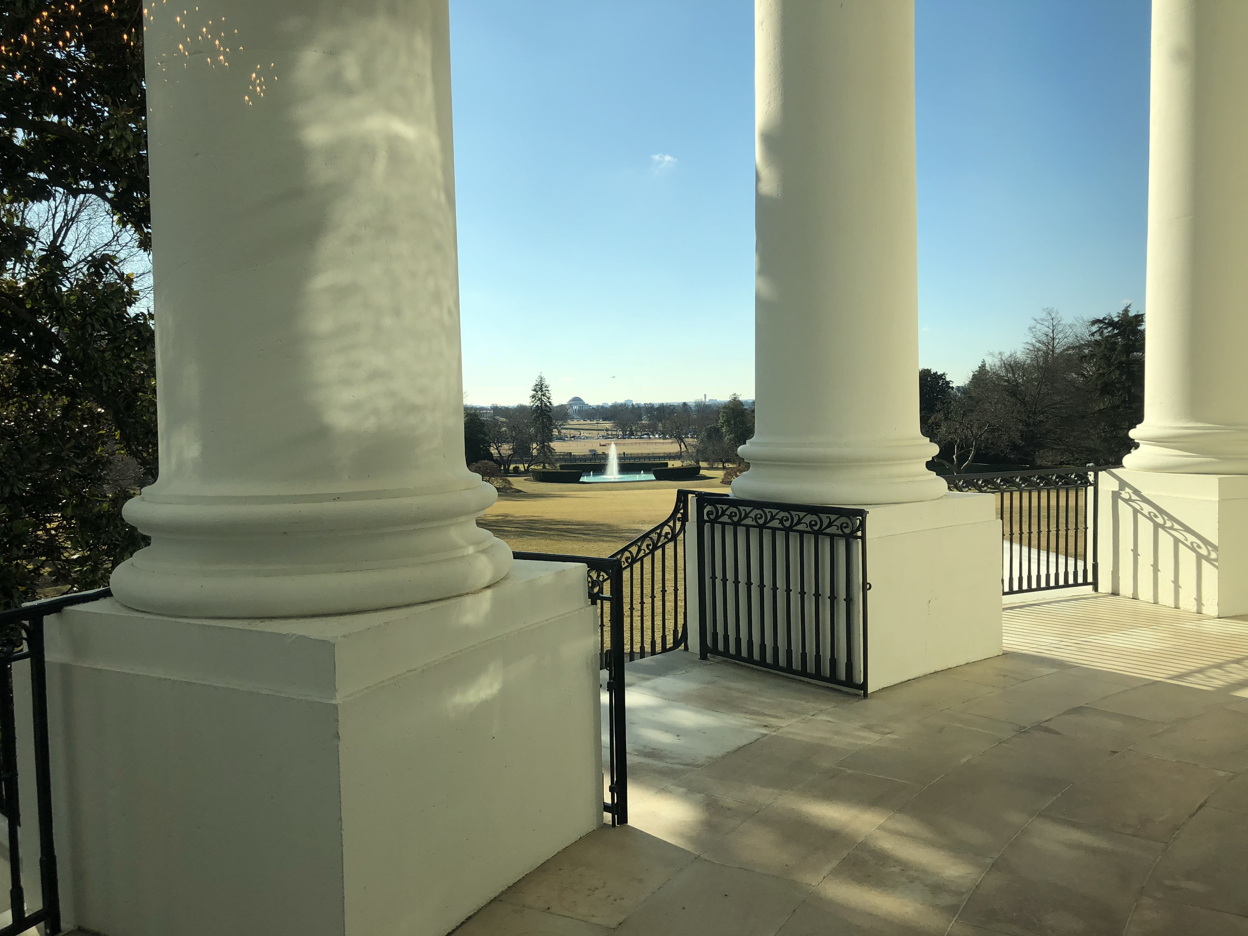 columns on college campus overlooking landscape