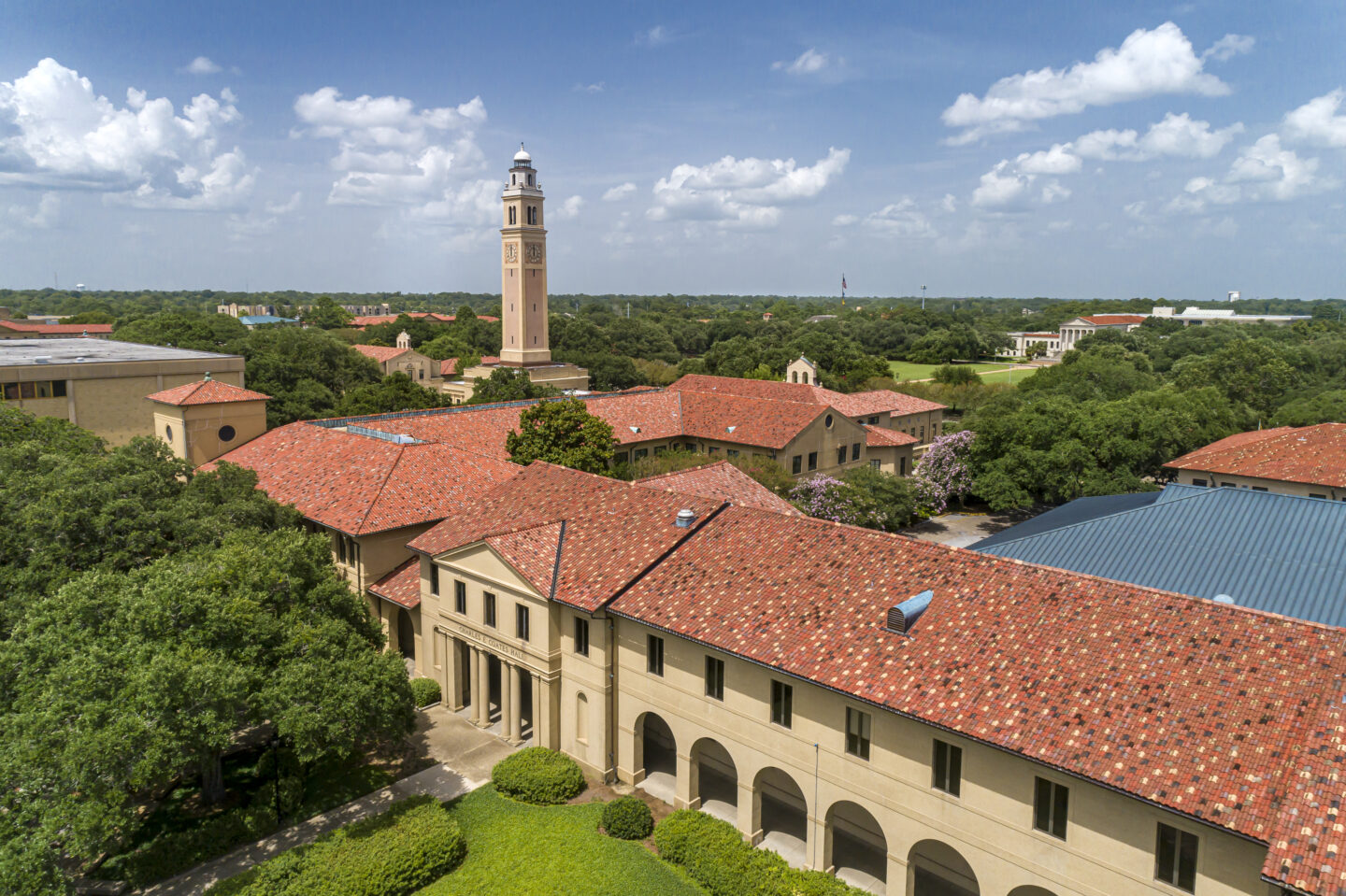 Louisiana State University campus aerial photo of quad